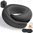 Travel Pillow,Travel Neck Pillow, 360Memory Foam Neck Pillow Airplane, Travel Pillows for Airplanes, Airplane Pillow, Soft Airplane Neck Pillow Stowable U-Shaped Pillow (Dark Grey)