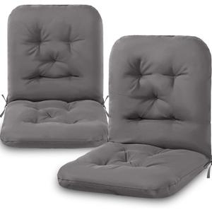 Chunful Back Chair Cushion Outdoor Indoor Tufted Seat/Back Patio Seating Cushions Weather Resistant Patio Rocking Pads for Outdoor(Dark Gray,2 Pcs)