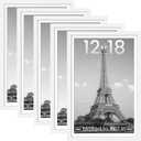 upsimples 12x18 Picture Frame Set of 5, Display Pictures 11x17 with Mat or 12 x 18 Without, Wall Gallery Poster Frames, White