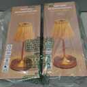 Liliful 2 Pcs Cordless Table Lamp Rechargeable Touch LED Small Gold Portable Battery Operated USB-c Desk Lamp 3 Color Dimmable for Bedroom Living Room Dining (Gold,Rattan Weaving Style)