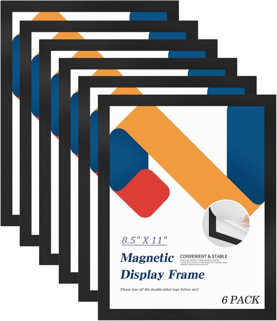 Relx 6 Pcs 8.5 x 11'' Self-Adhesive Magnetic Wall Signs Holder Magnetic Picture Frame Document Holder Wall & Window Adhesive Frames for Office Home Store Restaurant