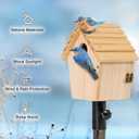 Chalet Style Large Bird House for Outdoor with Metal Tube, Thicken Wooden Hanging Birdhouse with Clear View Panel Clear View Panel Predator Guard Nesting Box for Swallow Wren Chickadee