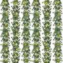 N&T NIETING 6 Pack Artificial Eucalyptus Garland with Lights, 6FT Artificial Greenery Garlands, Battery Operated Twig Vine for Room Stairs Mantle Wedding Holiday Easter Decoration Indoor Outdoor