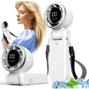 Portable Handheld Turbo Fan, 100 Gear Wind, 3-IN-1 Foldable Personal Handheld Mini Fan with Air Turbo Cooling, 3600mAh Battery Operated Fans Rechargeable for Travel Working Outdoor Activities (White)