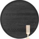 20 inch Round Solid Wood Serving Tray Extra Large Tea Coffee Snack Food Meals Serving Plate Non-Slip Kitchen Party Bar Server Ottoman Tray Breakfast Tray with Raised Edges Black
