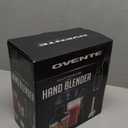 OVENTE Immersion Hand Blender, 300W Electric Handheld Portable Stick Mixer Set with 2 Mixing Speed, Stainless Steel Blades, Egg Whisk Attachment, Mixing Beaker and BPA-Free Food Chopper, Black HS565B