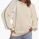 ECOWISH Bow Sweater Women Valentine Casual Long Sleeve Knit Tops Crew Neck Jumper Pullover Oversized Outfit Fall Winter S