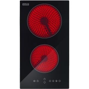 Empava 3000W Electric Cooktop 2 Burner, Built in Infrared Electrical Stove Top for Kitchen, 208~240V Hard Wired, No Plug, ETL Certified, Black, 12" 2 Burners