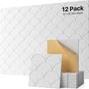 Soundsbay Large Cork Boards for Walls, 47"x35" Bulletin Board Self-Adhesive, 12-Pack Shell Felt Wall Tiles, Cork Boards for Wall, Office Decor, Felt Board Alternative Pin Board (White)