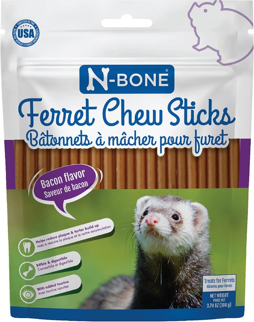 3 x N-Bone Ferret Chew Sticks Bacon Flavor, 3.74-oz Bag (EXP 08/26/27)