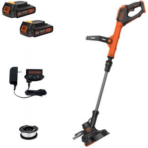 BLACK+DECKER 20V MAX Cordless String Trimmer and Edger, 12 Inch Weed Eater, 2-Speed Control Weed Wacker, 2 Batteries, Charger and Spool Included (LSTE525)