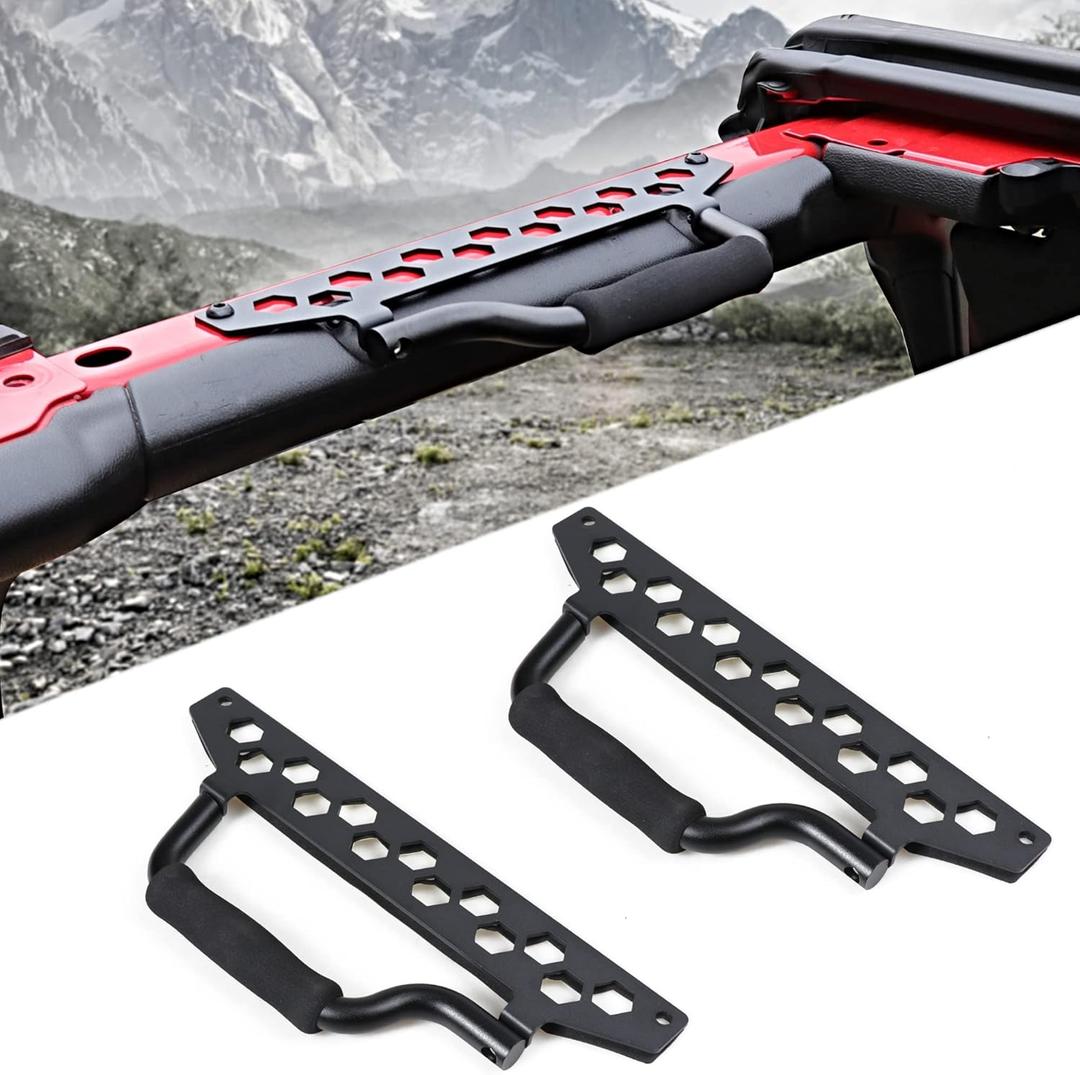 Aluminum Grab Handles Compatible with 2018-2024 2025 Jeep Wrangler JL 2/4 Door 4XE Gladiator JT Unlimited Rubicon Sahara Sport Roll Bar Grip Handle Accessories, 2 Pack Only for Front Door