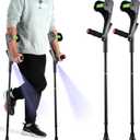 Forearm Crutches for Adults Foldable Knee Patients Mobility aids for Childre and Seniors for with Leg Injury Adjustable Travel Lightweight Walking Stick (Black Pro)