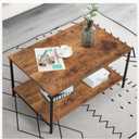 SENIG Small Brown Rectangle Wood and Metal Coffee Table with Storage Shelf for Small Living Rooms, 31.5in