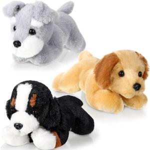 Skylety 3 Pcs 7.87 Inches Dog Stuffed Animal Plush Dogs Soft Plush Toy Pillow Fluffy Puppy Set for Puppy Birthday Party Favor Home Decor(Mountain Dog, Schnauzer, Labrador)