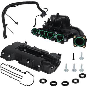 Engine Valve Cover and Intake Manifold Kit with Valve Tube, Compatible with 2012-2020 Chevy Cruze Sonic Trax Buick Encore 1.4L, Replacement for 55573747 615-380 25193343