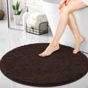 OLANLY 30-inch Round Bathroom Rugs, Extra Soft and Absorbent Chenille Bath Rugs, Quick Dry Machine Washable Bath Mats for Bathroom Floor, Tub and Shower, Home Decor Accessories, Brown
