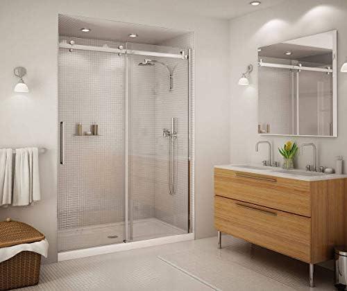 MAAX 138997-900-084-000 Halo Frameless Slider Alcove Shower Door with Clear Glass, Chrome