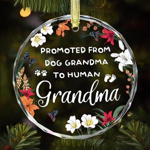 Pack of 4, Gossby New Grandma Ornament - Promoted from Dog Grandma - New Grandmother Gift - Baby Announcement Gift for 1st Time Grandmother - Car Hanging Decoration - Bottle Decor
