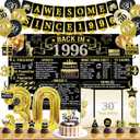 Trgowaul 30th Birthday Decorations for Men Women, Black Gold Back in 1996 Birthday Party Supplies, Vintage 30th Banner, Cup Cake Toppers, 30 Number Balloon, Cheers to 30 Years Old