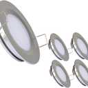 acegoo RV Recessed Ceiling Light 2-3/4 Full Aluminum 12V Dimmable LED Puck Light for Campervan Truck Caravan Boat Roof Under Cabinet Lighting, Flush Mount Cutout 2-1/4" (Sliver,Warm White) 4 Pack