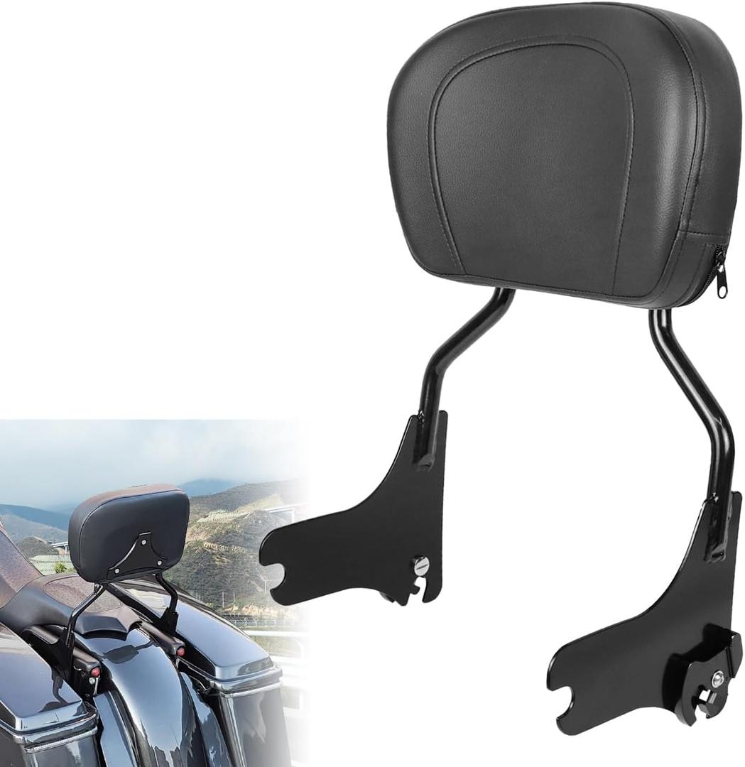 Detachable Upright Passenger Backrest Sissy Bar With Back Rest Pad Compatible With For Touring Road King Street Glide Electra Glide Road Glide FLHR FLHX FLHT FLTR 1997-2008Black