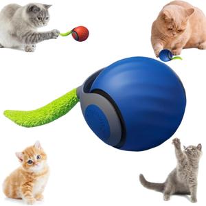 3 x Interactive Cat Toys for Indoor Cats & Dogs, 2025 Newly Upgraded Version Tail 3.0 Cat Toys, Smart Interactive Cat & Dog Toy Ball, Automatic Moving Ball Christmas Birthday Gift for Pets (Blue)