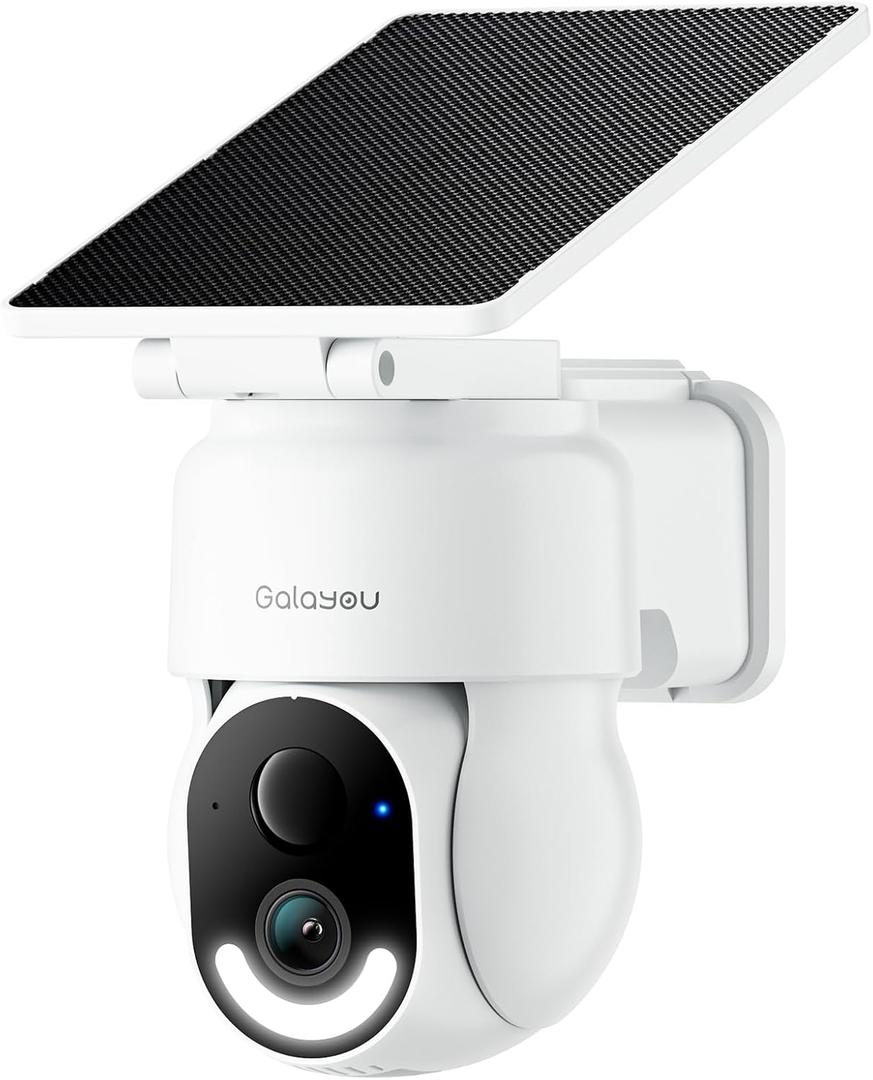 GALAYOU Solar Camera Outdoor Wireless - 2.4 GHz Wi-Fi Battery Powered Cameras for Home Security with Detachable Solar Panel, 2K 360° Pan/Tilt Auto-Tracking, Spotlight, TF Card Storage, R6 1 Pack