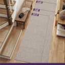DEXI Hallway Runner Rug 2'6''x7', Non Slip Low Pile Entryway Rug Runners with Rubber Backing, Dirt Trapping Hallways Floor Carpet for Indoor Hall Kitchen Bedroom Bathroom Laundry Room, Beige
