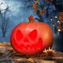 JOYIN Light Up Plastic Pumpkins Outdoor Halloween Decorations Jack O Lantern Decor, Trick Or Treat Table Top Party Supplies Favors for Yard Lawn Garden Porch