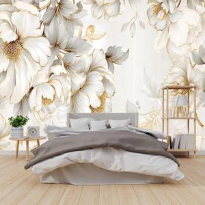 Light-Colored Floral Bedroom Peel-and-Stick Wallpaper-96 x137