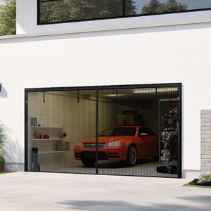 LOOBANI Magnetic Garage Door Screen 10x8 Ft: Heavy Duty Garage Screen Door for 1 car Garage, Retractable Roll Up Garage Net Screen for Patio, Hand-Free, Easy Install, Keep Bugs Out & Air in