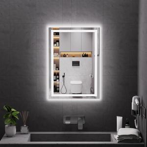 Koonmi 28"x20" LED Mirror for Bathroom, 90CRI Anti-Fog Vanity Mirror with Front and Backlight, Shatter-Proof Wall Mirror with Light, Easy Install Lighted Mirror for Modern Bathroom (IP65) (3 Light Modes)