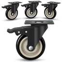 4 Inch Caster Wheels, Set of 4 Heavy Duty, Large Industrial Plate Casters with Dual Locking Brake, 2200lbs Load Capacity, Swivel Rolling Wheel for Cart, Furniture and Workbench