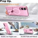 for Samsung Galaxy S25 Edge Case with Stand Compatible with MagSafe +1 Screen Protector, [Built in Kickstand &Magnet][Heat Dissipate] Protective Matte Case for Galaxy S25 Edge (Pink)