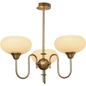 BOKT Modern Gold Globe Chandelier Light Fixture Mid Century 3-Lights Large Glass Sputnik Chandelier Pendant Light Anti Brass Sputnik Flush Mount Ceiling Light Vintage Kitchen Dining Light