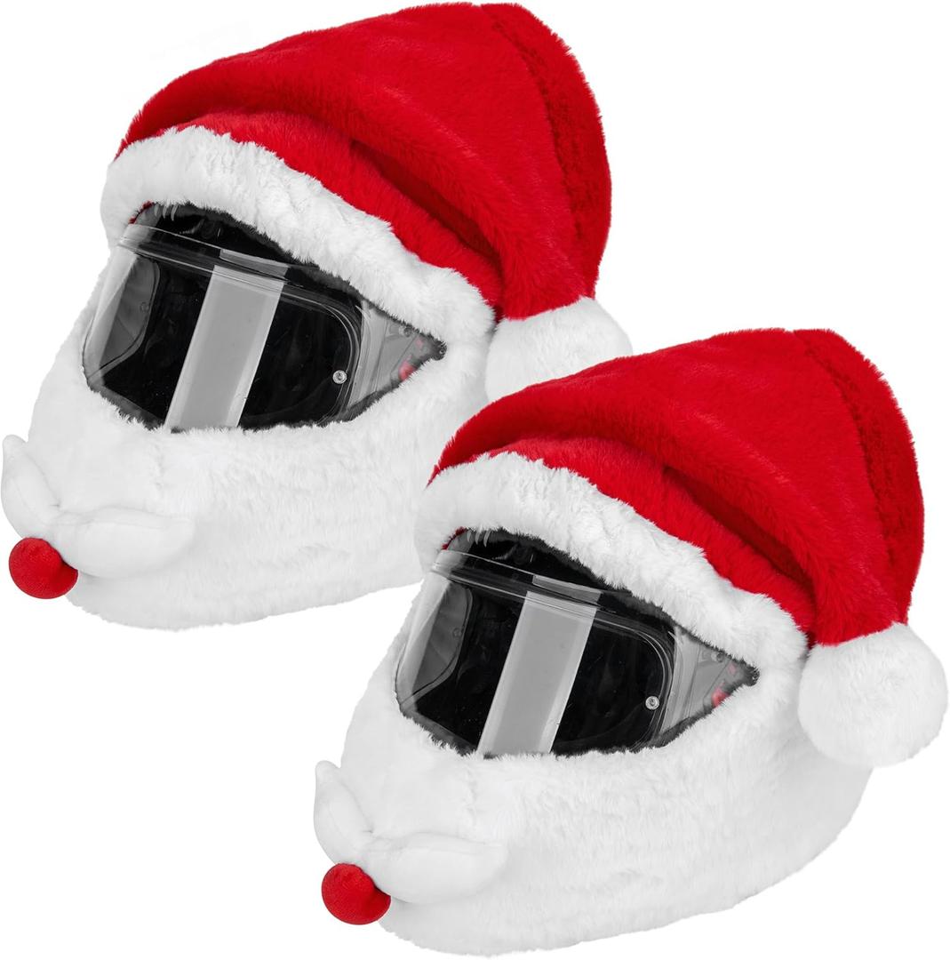 Christmas Santa Motorcycle Helmet Cover,Nativity Helmet Cover Santa Claus Xmas Hat Decoration Accessories for Men (red)
