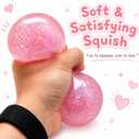 Sparkly Pink Dumpling Squishies Stress Balls, Colorful Squishies Dumpling Fidget Sensory Toy with Food Steamer, Squeeze Dough Ball for Stress Relief, Stretchy Desk Toys Gift, 2.34 x 2.34 x 2 inches
