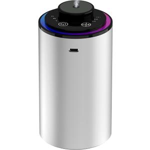 Waterless Essential Oil Diffuser, Portable Aromatherapy Diffuser,3 Countdown Timers & 3 Mist Levels for Home, Room, Car, Office (Silver)