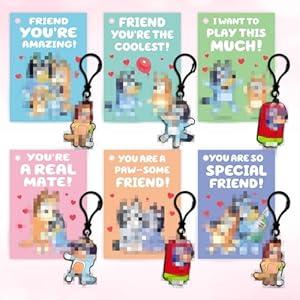 Valentines Day Gifts for Kids - Valentines Day Cards for Kids School - 24 Adorable Keychains with Valentine's Cards - Valentine Gifts for Boys Girls Toddlers Classroom Exchange School Party Favors