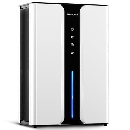 PTHRAOUTA Home Dehumidifier with Drain Hose, (950 sq.ft) 95oz Quiet dehumidifier for Bedroom Bathroom, with Air Reusable Filter Indoor deshumidificador for Basement RV Closet
