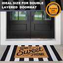 KaHouen Black and White Striped Rug (23.6 x 51.2 Inches), Striped Layering Mats, Handmade Woven Indoor Outdoor Doormats Striped Rug for Kitchen/Laundry/Bathroom/Living Room