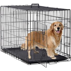 BestPet | Dog Crate | 48" | Black | Foldable Metal Kennel with Double Doors, Secure Slide-Bolt Latches, Leakproof Tray | Portable Dog Cage for Large Breeds | for Travel, Indoor & Outdoor Use