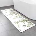 Sage Green Bathroom Rugs Long Leaf Bath Mats Eucalyptus Spring Bathroom Decor Non Slip Floor Mat Absorbent Quick Dry Bath Rugs for Sink Shower Bathtub 17X47 Inch (Sage Green, 17X47 Inch)