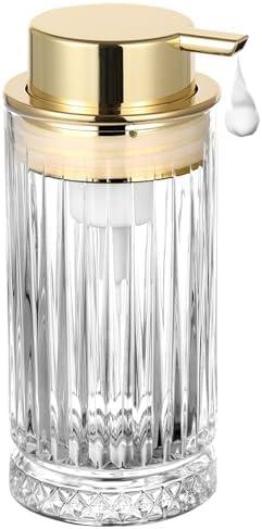 LEICURACE Glass Foam Soap Dispenser, Refillable Foaming Dispenser with Gold Pump, Foam Hand Soap Dispenser for Bathroom Kitchen, Home Decor （Foam Type/Clear）