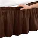 Pleated Three Sides Fabrics Wrap Around Style Egyptian Cotton Elastic 17 inch Drop Dust Bed Skirt for Twin/Full,Queen,King Size Beds(Twin/Full, Brown)