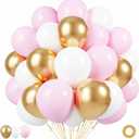 Pink Gold White Latex Balloons, 50 Pack 12 Inches Party Balloons Helium Balloons for Girl Baby Shower Birthday Bridal Shower Wedding Party Decorations Supplies
