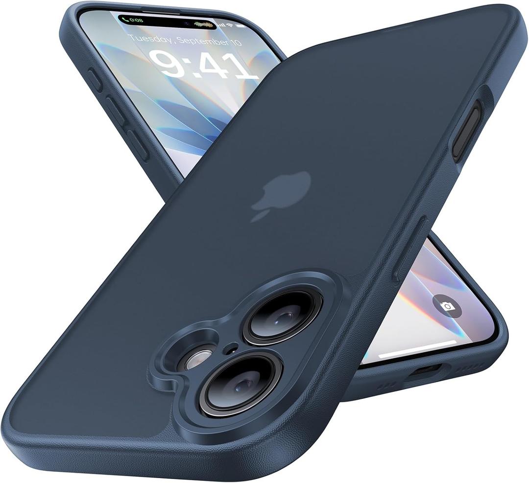 2 x for iPhone 17 Case, [Ribbed Non-Slip Sides] [Military-Grade Drop Protection] [Full Camera Protection] Anti-Yellow Soft-Touch Shockproof Slim Phone Case for iPhone 17, Midnightblue