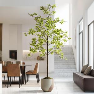 Erimda Faux Black Olive Tree 7ft, Faux Plants Indoor Large Tall Tree Artificial Shady Lady Tree with Natural Wood Trunk & Realistic Leaves, Fake Olive Plant for Home Office Indoor Decor (White)