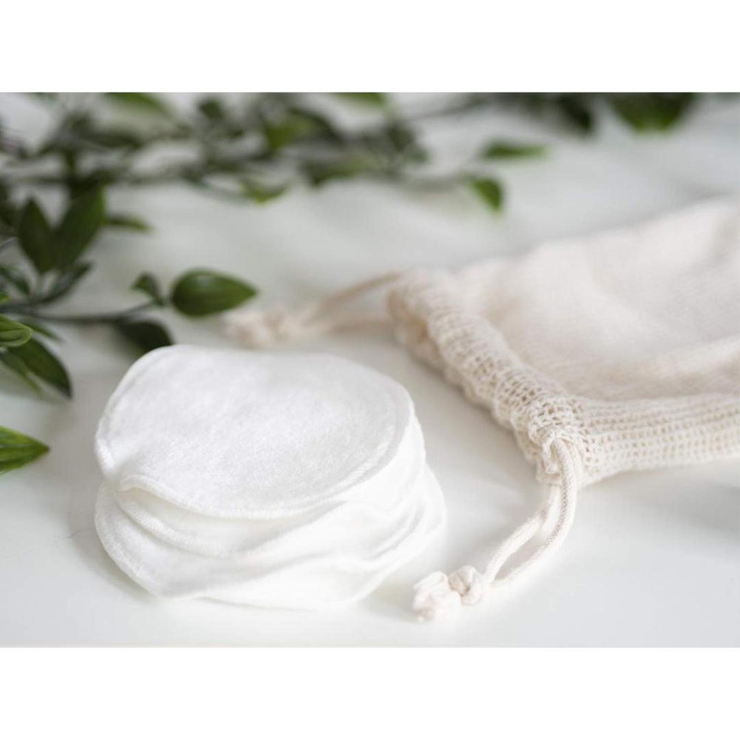 Makeup Remover Pads for Sensitive Skin (16 Pack), 100% Organic Reusable Cotton Rounds for All Skin,Cleaning Face Reusable Makeup Remover Pads eco Friendly Zero Waste Cotton for Toner with Laundry Bag (White)
